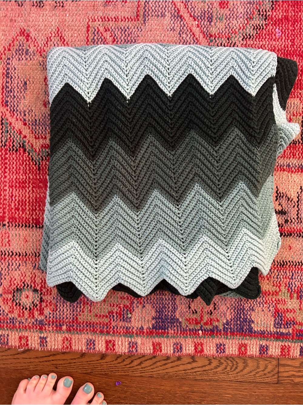 Vintage Chevron Crochet Teal Throw
